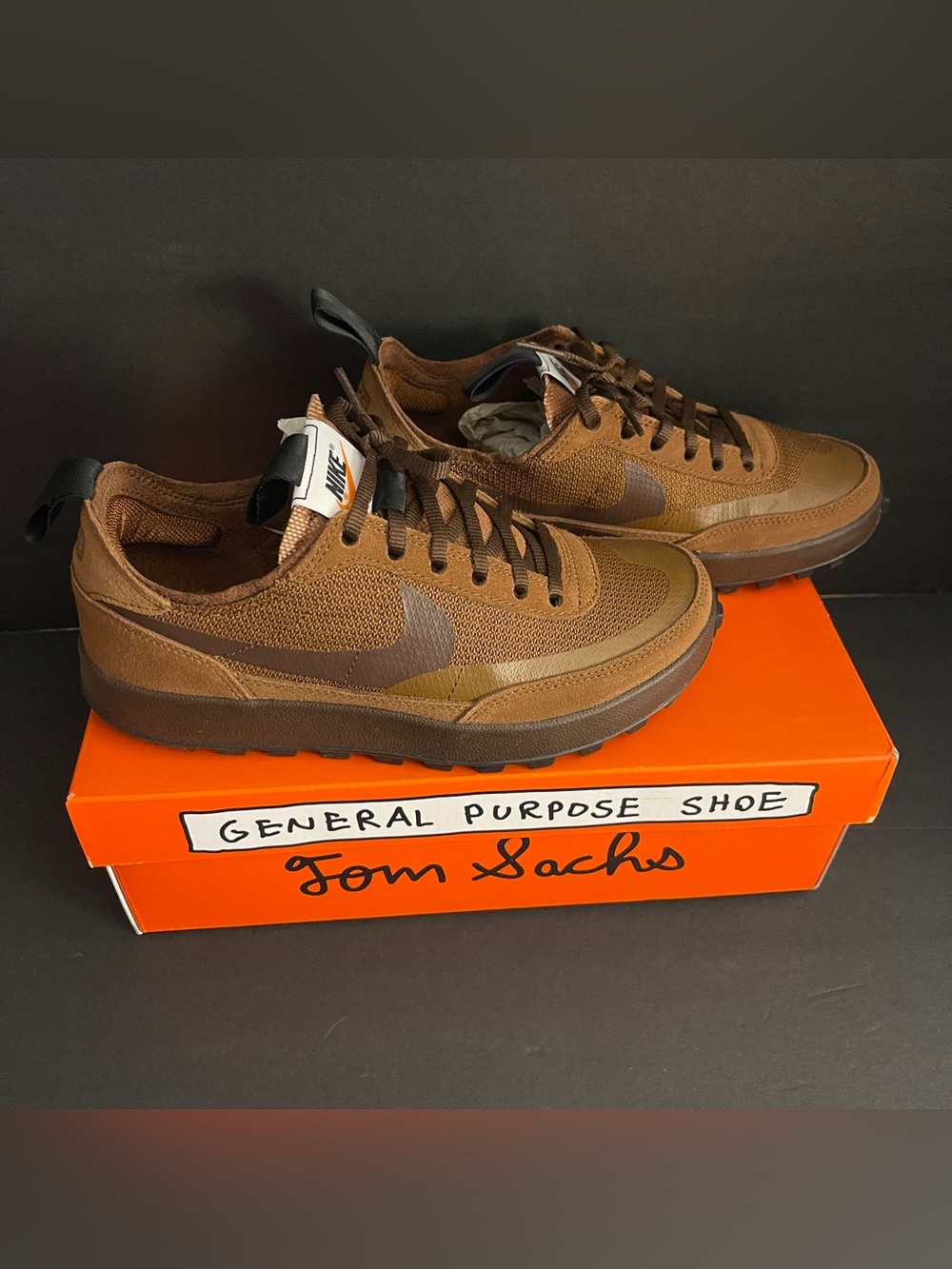Nike X Tom Sachs Brown Low-Top Sneakers with Black Accents